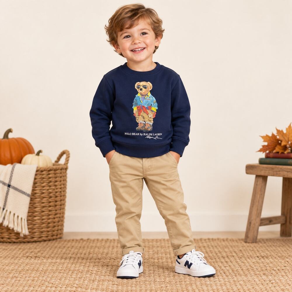 Polo Ralph Lauren Polo Bear Fleece Sweatshirt Toddler 3T Navy Hiking Bear